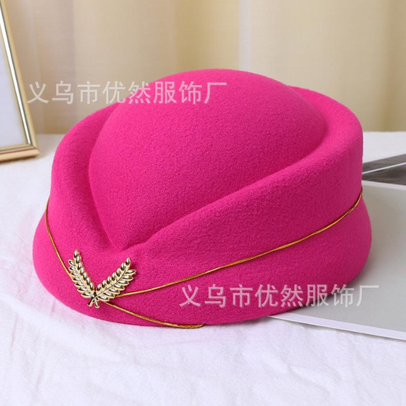 Stewardessenhut Damenmütze Barettmütze Rezeption Zeremonienhut Kleine Trommel B Britische Bühnenaufführungshut one size pink