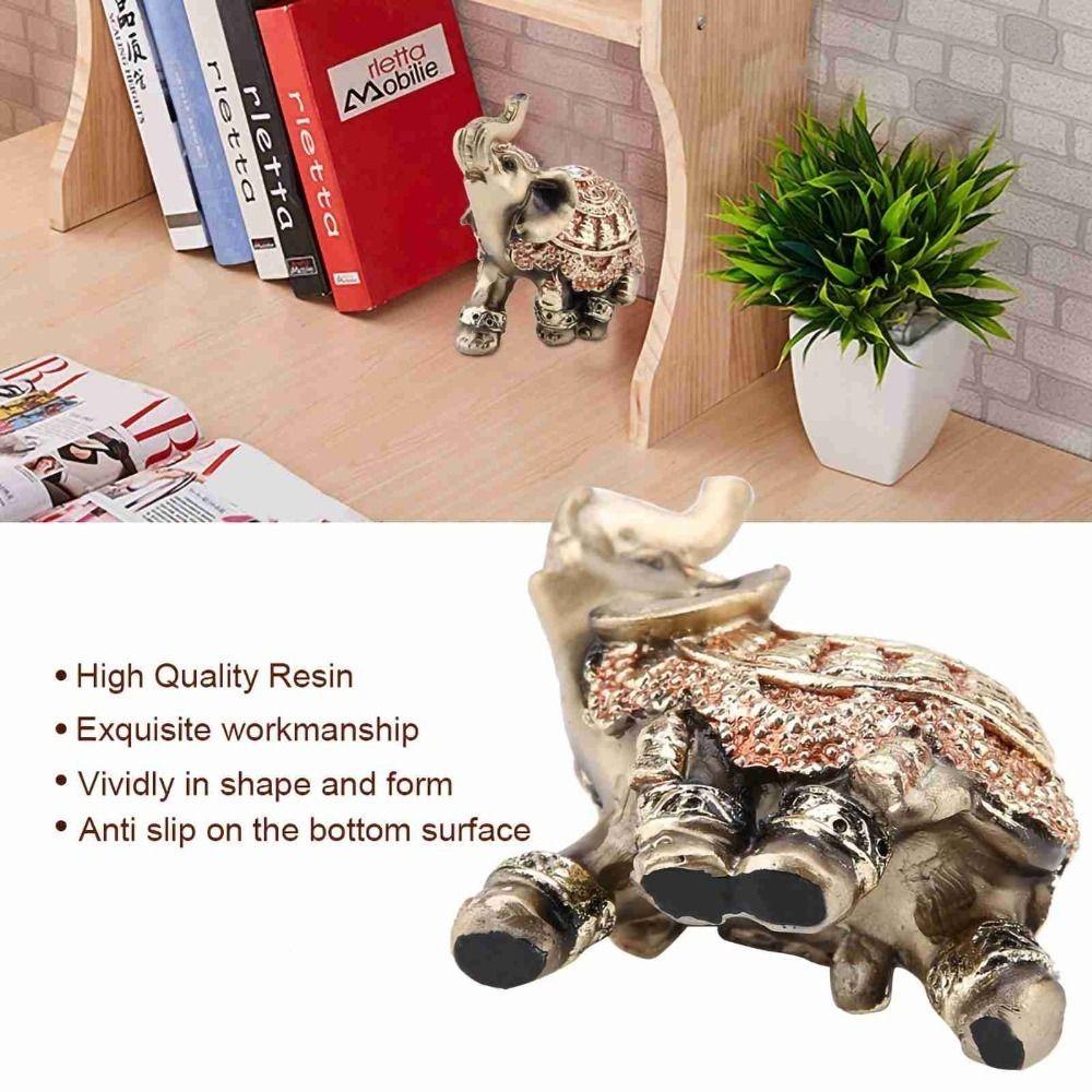 Resin Golden Elephant Figurine Gold Lucky Elephant Decoration  Reception Decoration