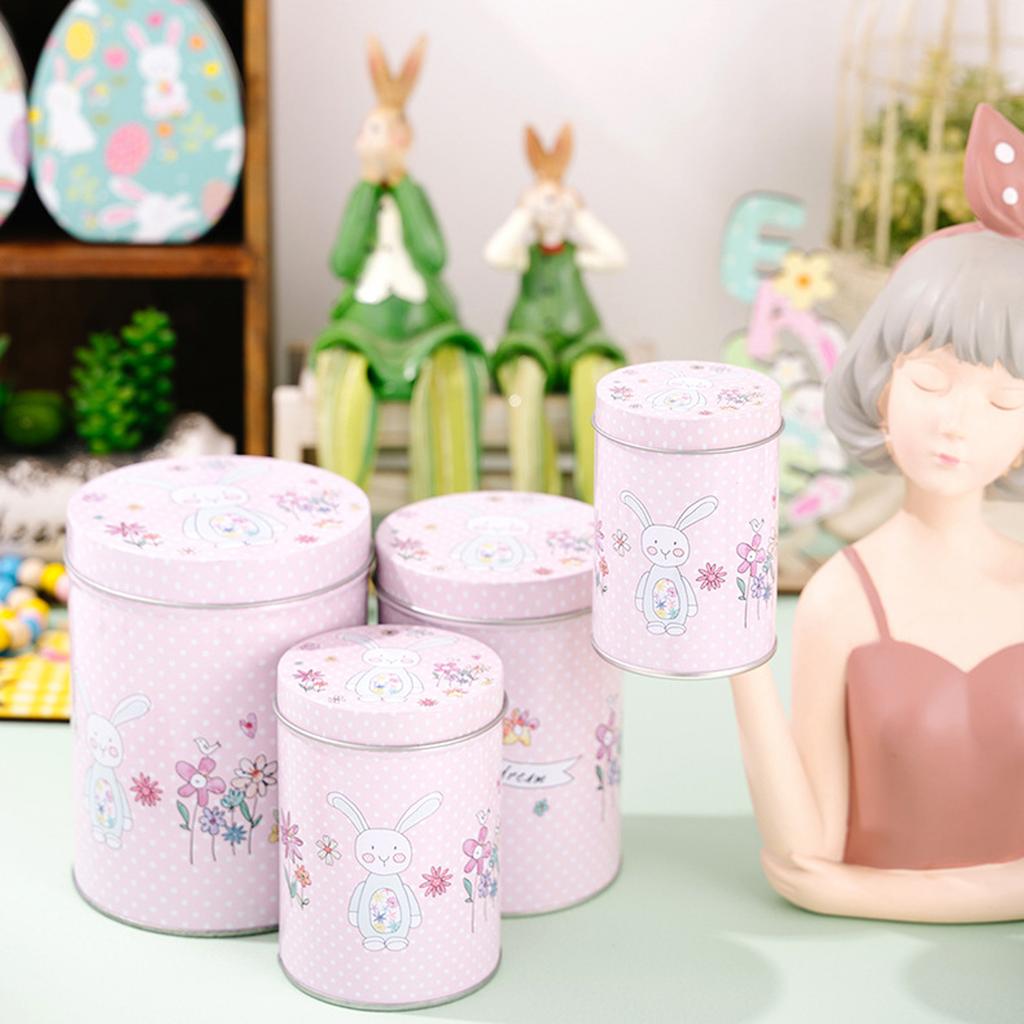 Easter Bunny Iron Storage Box, Candy Gift Packaging Tin Can, Tinplate Storage Bucket, Empty Box