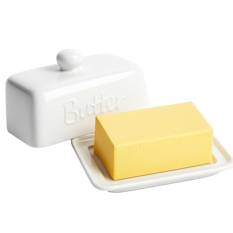 

A25F- Butter Dish With Lid For 500G& 250G Blocks, Durable Porcelain Storage Box, Dishwasher-Safe Butter Dish Keeper білий