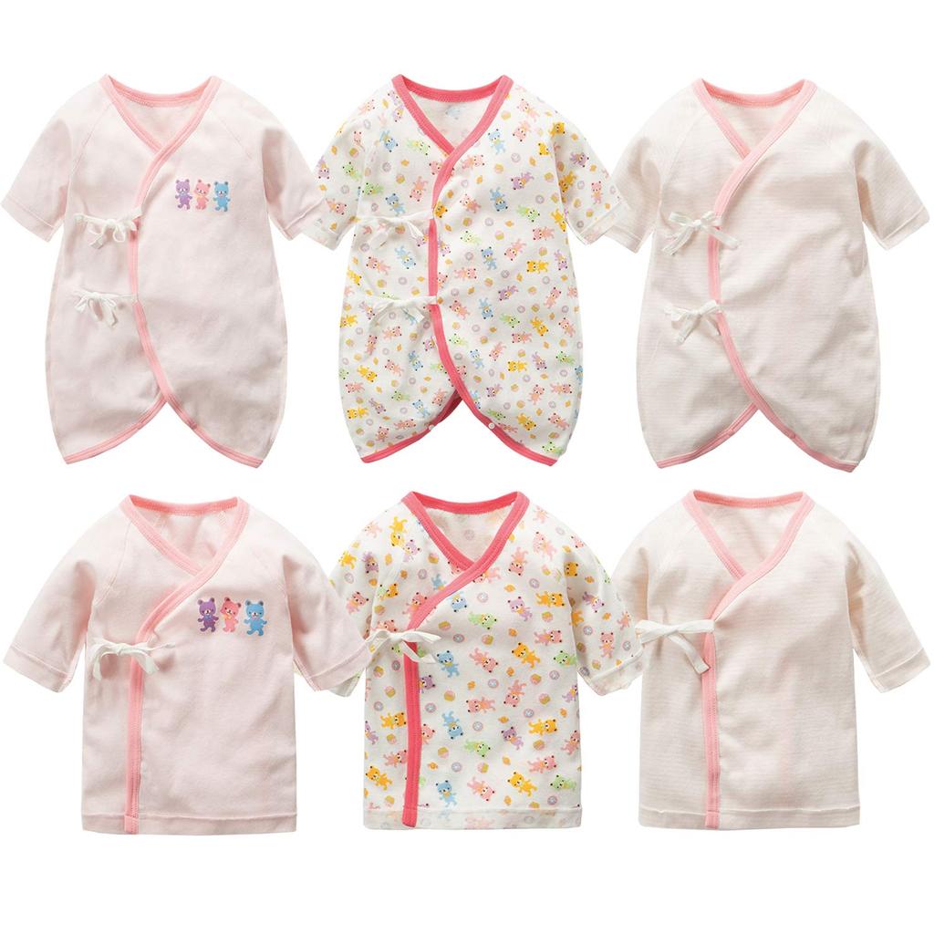Litchii Guusii Newborn Baby Combi Short Cotton Baby Long Sleeve Underwear Cute Pink Underwear, 6-Piece Set, Undershirts, Undershirts, 100% Clothes,