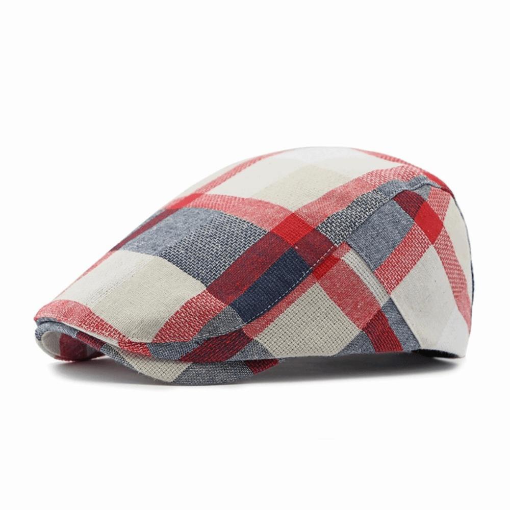 Colorful Plaid Berets Button Adjustable Painter Caps Unisex Summer Visor Hat  for Men Women