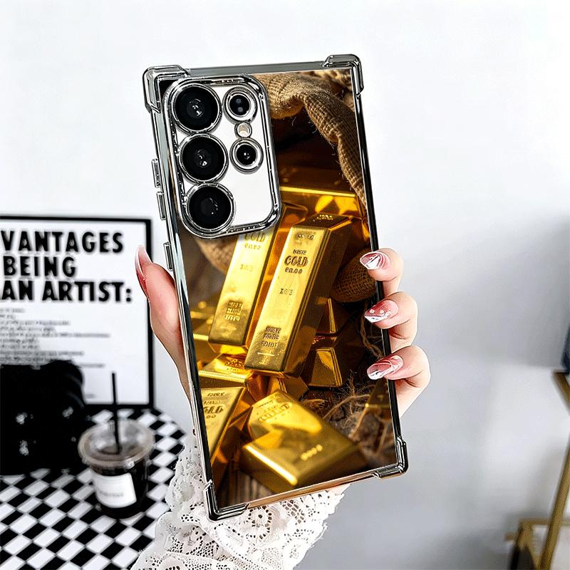 Fine Gold Pattern Printing Plating Phone Case For Samsung Galaxy S24 S25 FE S26 Edge S23 Ultra S22 S21 Plus S20 Anti-Fall Airaba