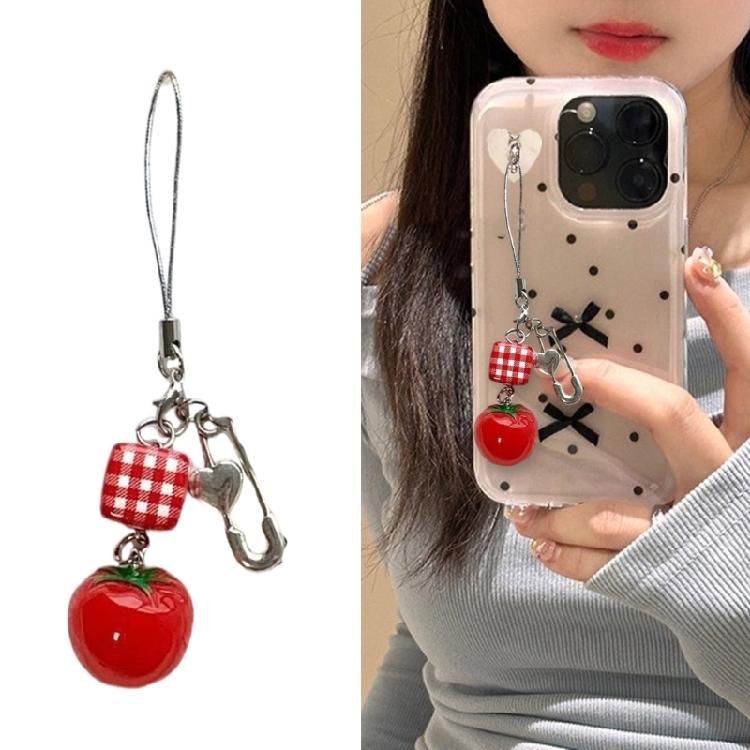 Trendy Tomato Keychain Decorations Delicate Alloy Tomato Cellphone Charm Portable Hangings Decoration for Bag Purse