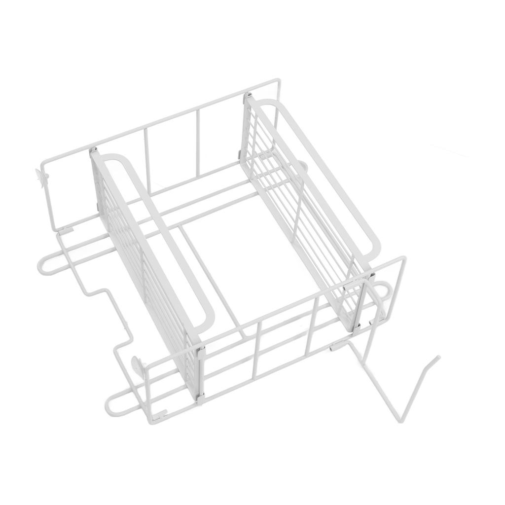 Toilet Storage Shelves Iron Wall Mounted 2 Layers Foldable Grid Home Decoration with Hooks for Bathroom