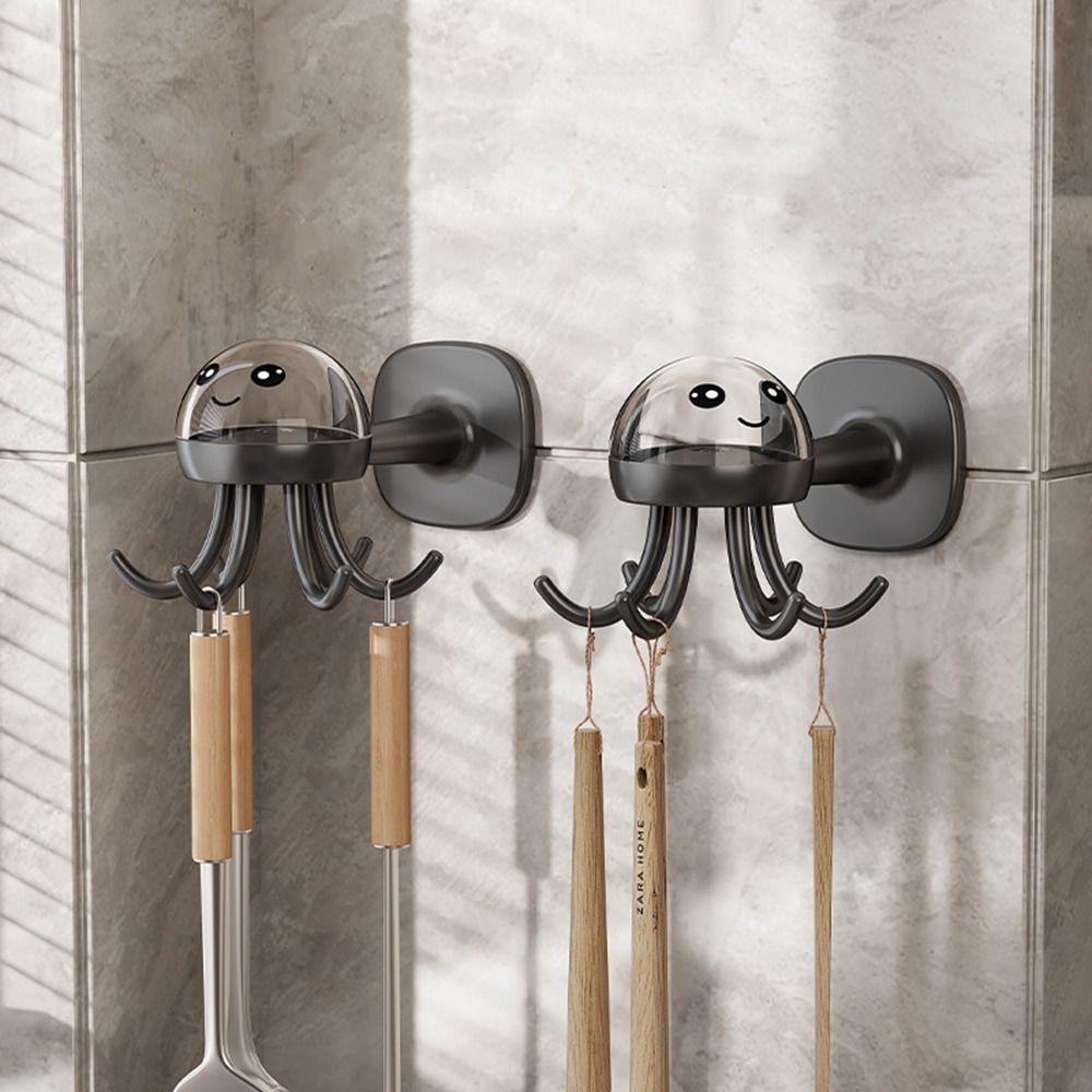 

Plastic Six Claws Rotating Hook Punch-free Six Claw Octopus Hook Key Rack Spoon