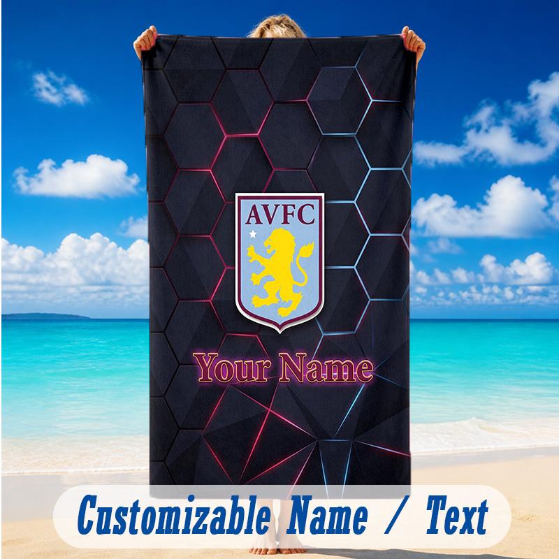 Beach Towel Custom Name Text, Quick Dry Large Towel For Beach HomeAston Villa