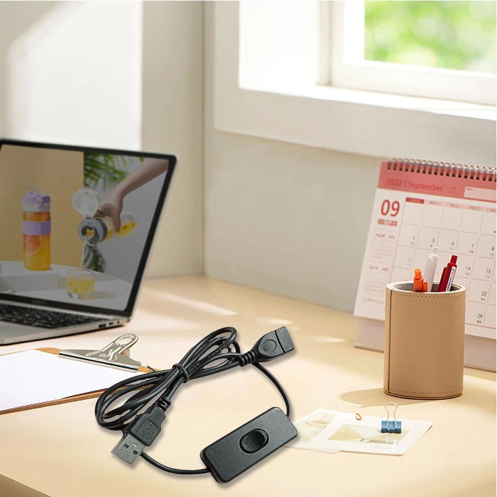 USB Extension Cable with Switches 22AWG Male to Female Extender Cord for Data Transmission and Power Apply 100cm Length