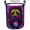 1pc Gothic Rose Snake & Vintage Clock Print Laundry Basket - Large Collapsible Storage Bin with Sturdy Handle Suitable for Home,, Dorm Organization, H