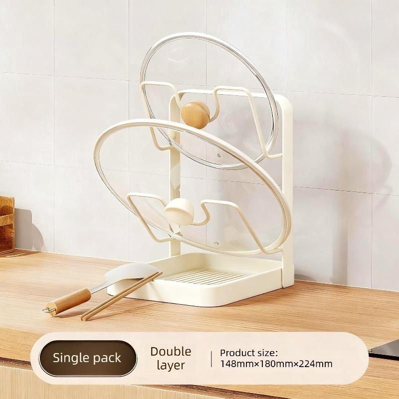 Countertop Organizer for Pot Lids Cutting Boards and Utensils with Draining Base Non-Slip Space Saving Kitchen Storage Rack