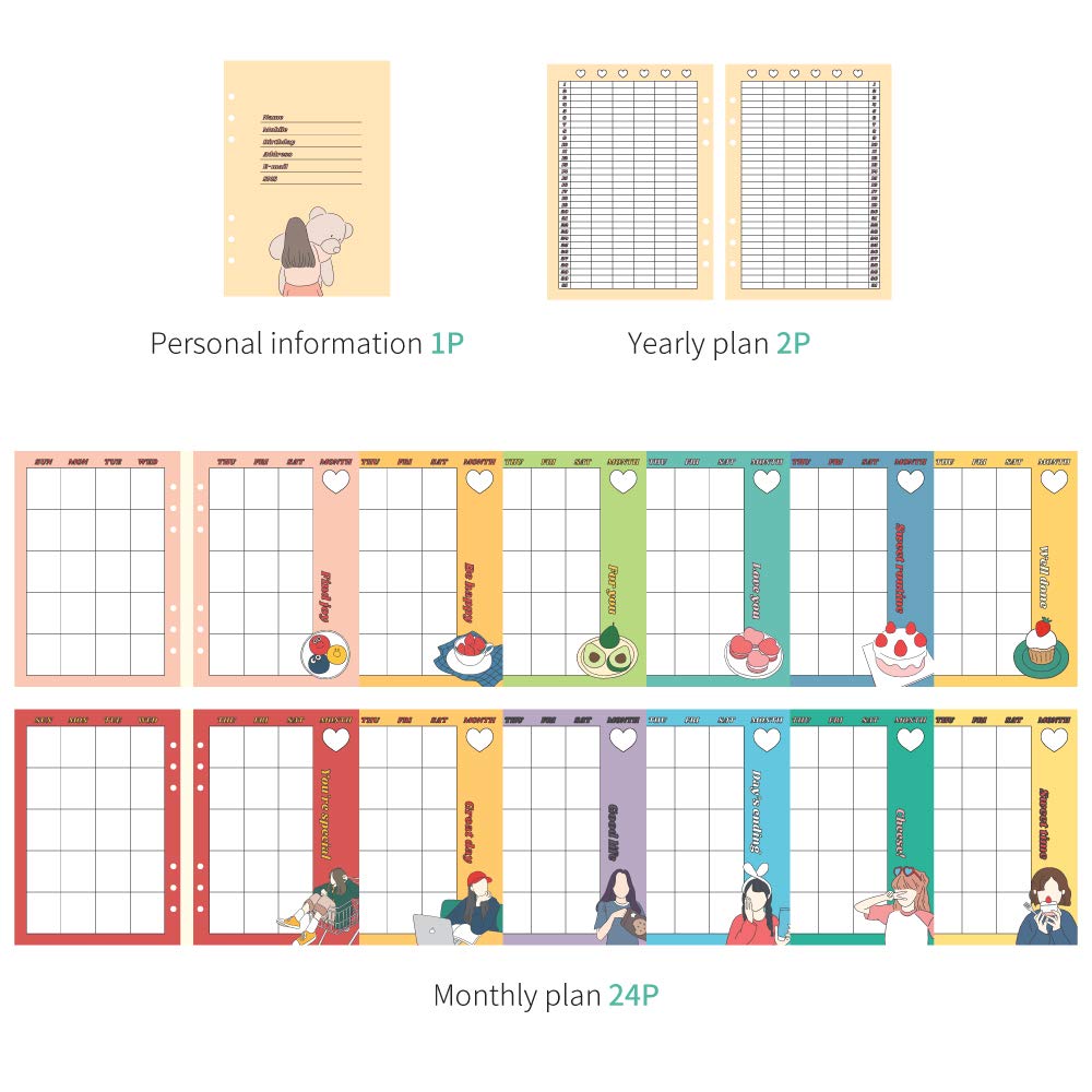 Monolike A5 Fall in Newtro Diary Set, Time to be Happy - Yearly Plan, Monthly Plan, Weekly Plan, Scheduler