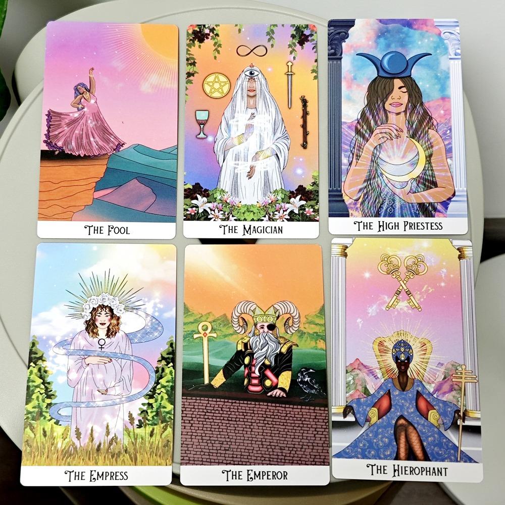 12*7cm Mystic Soul Tarot 78 Pcs Cards with Guidebook - Vibrant Colors Throughout The Deck, To Uplift The Energy of The Reader