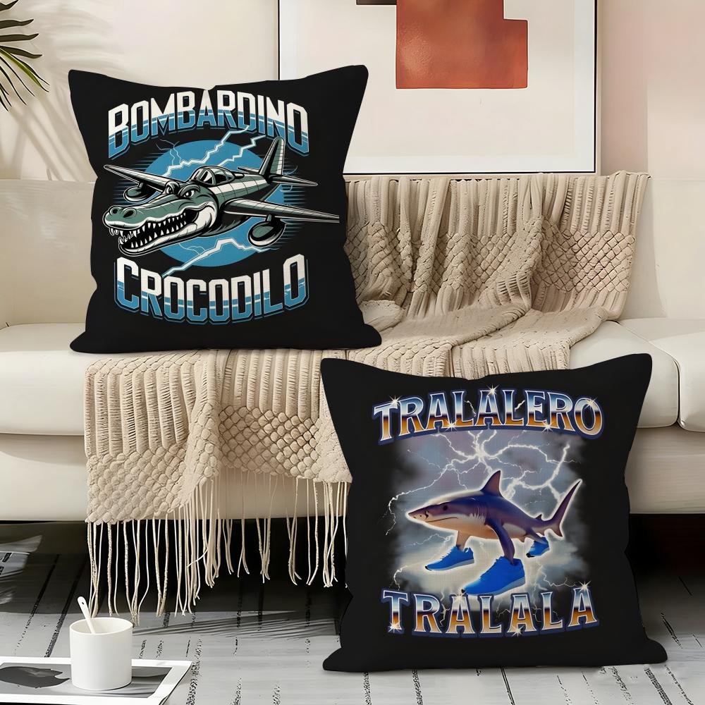 I-Italian Brainrot Creative Animal Internet Pillow Case Pillowcase, Double-sided Printed, Sofa Cushion, Bedroom Headboard Pillow