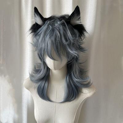 Grey Mist Blue Wolf Cut Mullet Wig, Unisex Short Layered Hair Wig, Sweet Cool Punk Style Full Cap Wig, Natural Looking Cosplay Wig for Men & Women