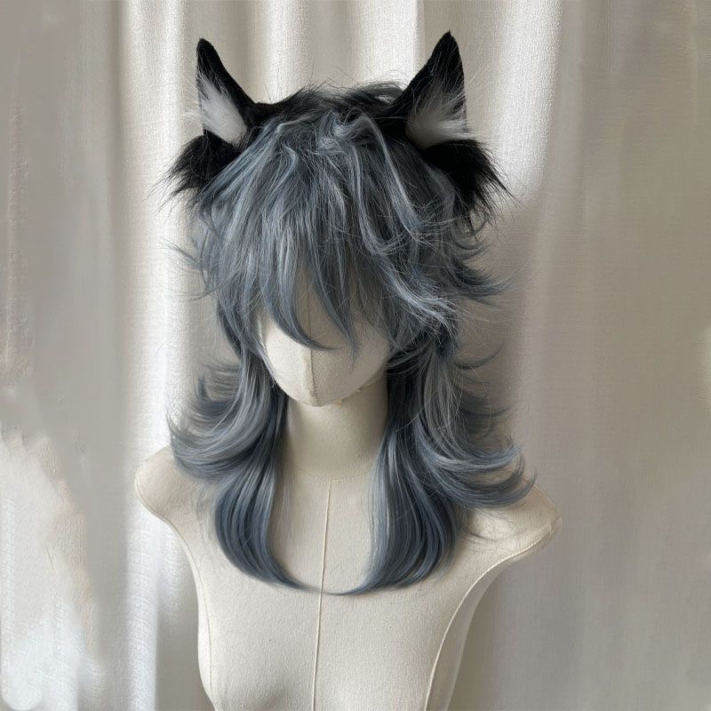 

Grey Mist Blue Wolf Cut Mullet Wig, Unisex Short Layered Hair Wig, Sweet Cool Punk Style Full Cap Wig, Natural Looking Cosplay Wig for Men & Women