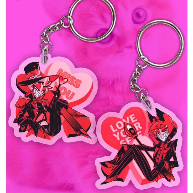 Acrylic Key Buckle for Alastor Lucifer Charlie Vaggie Husk Angel Dust Vox Anime Cartoons Acrylic Key Chain Pendant Birthday Gift