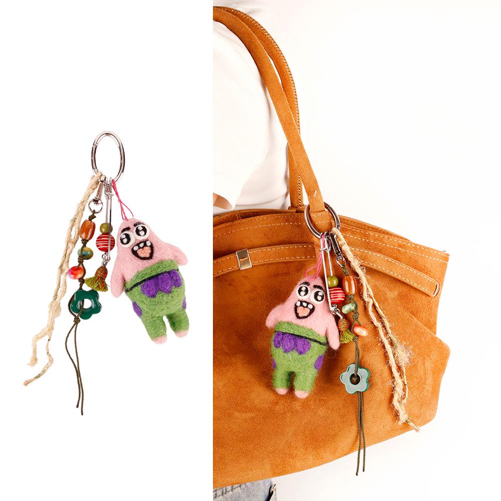 Wool Wizard Doll Keychain - Handmade Lamb Plush Charm