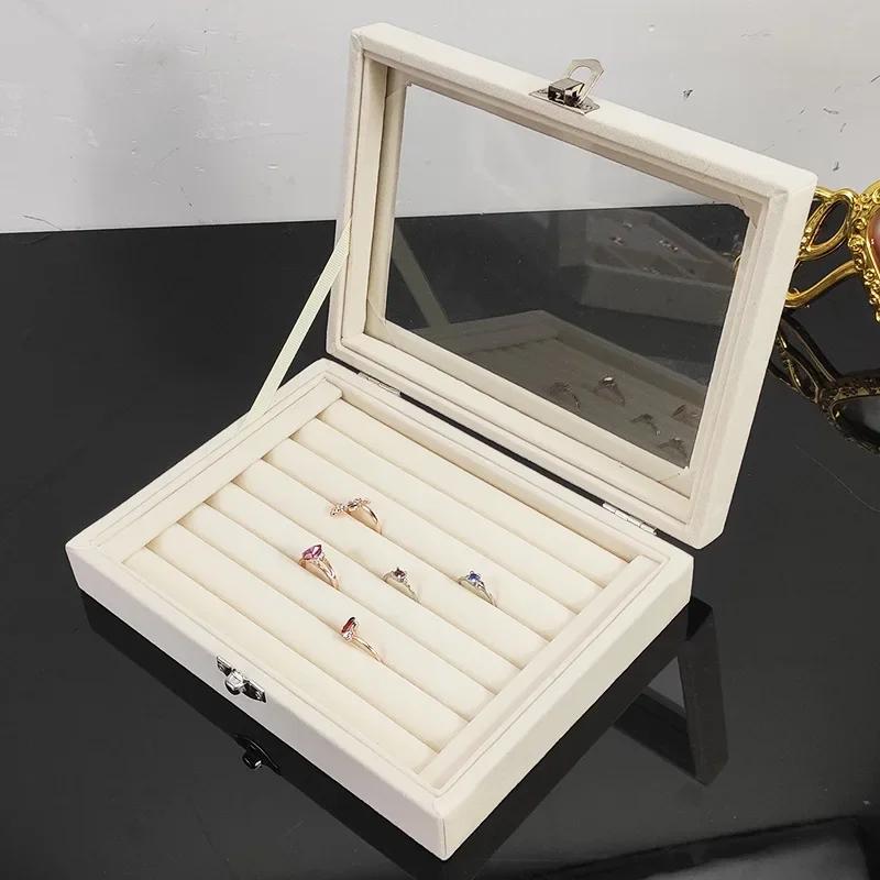 Jewelry Storage Box Earring Ring Jewelry Display Box Jewelry Classification Dustproof Transparent Flip Lid Jewelry Bo