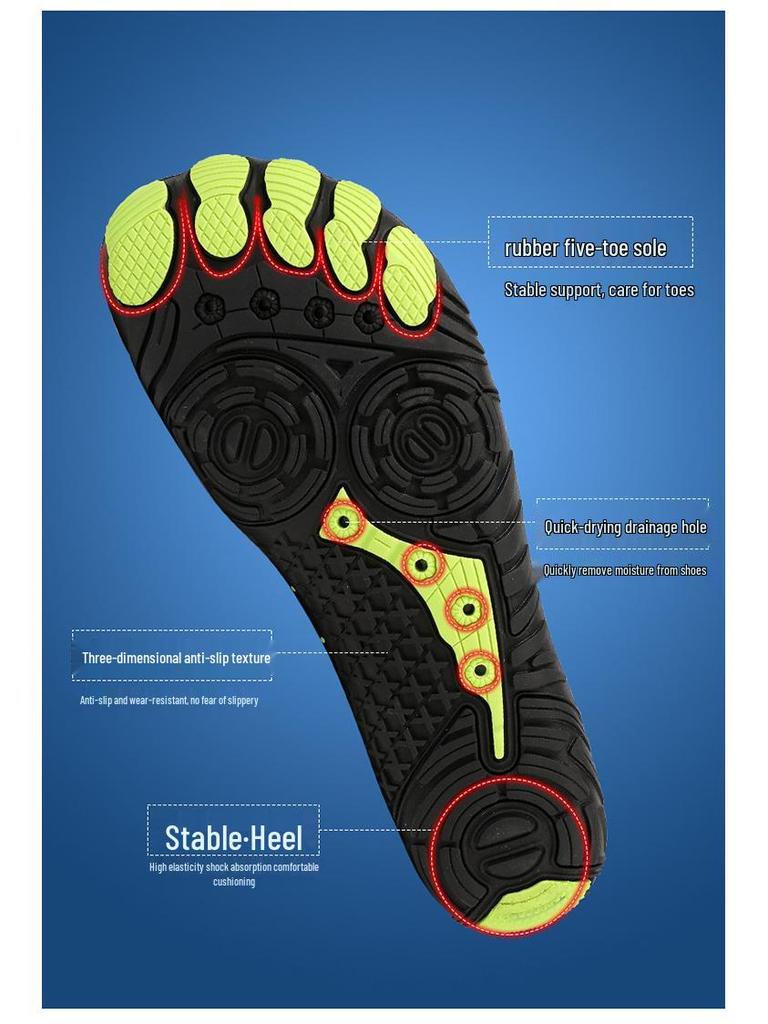 Unisex Outdoor Water Shoes, Quick-Drying, Non-Slip, Breathable, Soft Five-Finger Sole, Perfect for Fishing and Beach Activities