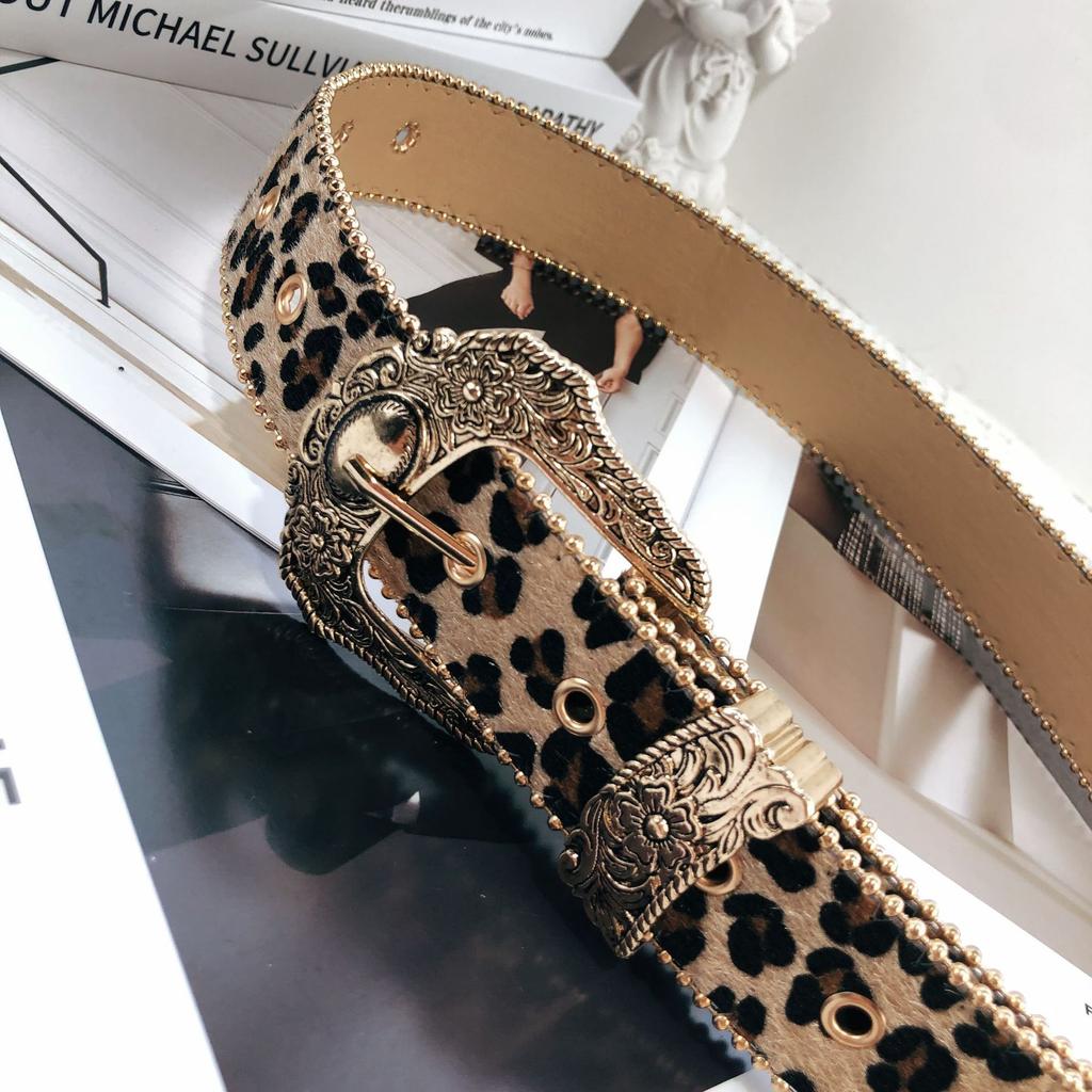 Subculture Men'S And Women'S Leopard Print Spice Girls Belt Women'S Hair Soft Face Belt Premium Retro Personality Decoration Millennium Style