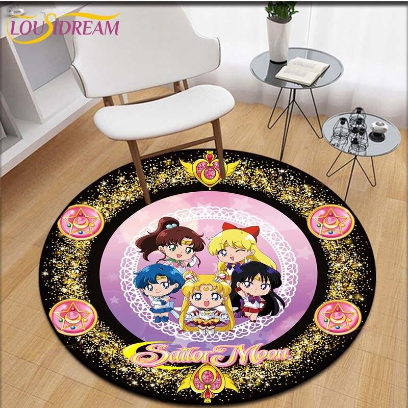 Covor cu imprimeu Anime Sailor Moon Covor de zonă Covor rotund pentru camera de zi Covoraș de flanel Covoraș anti-alunecare pentru copii