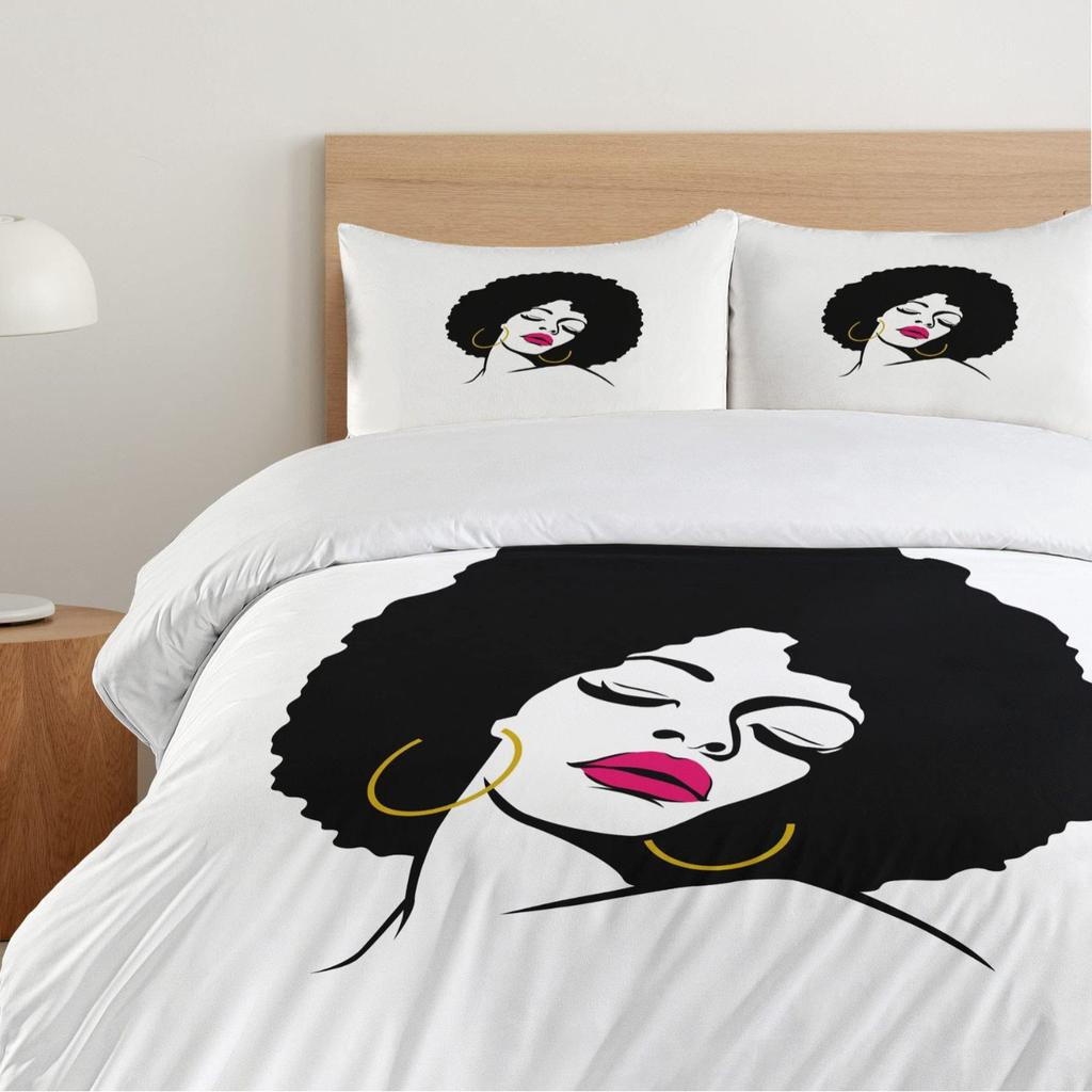 Female Pop Art Three-Piece Quilt Cover Digital Printing Bedding Set Bed Cover