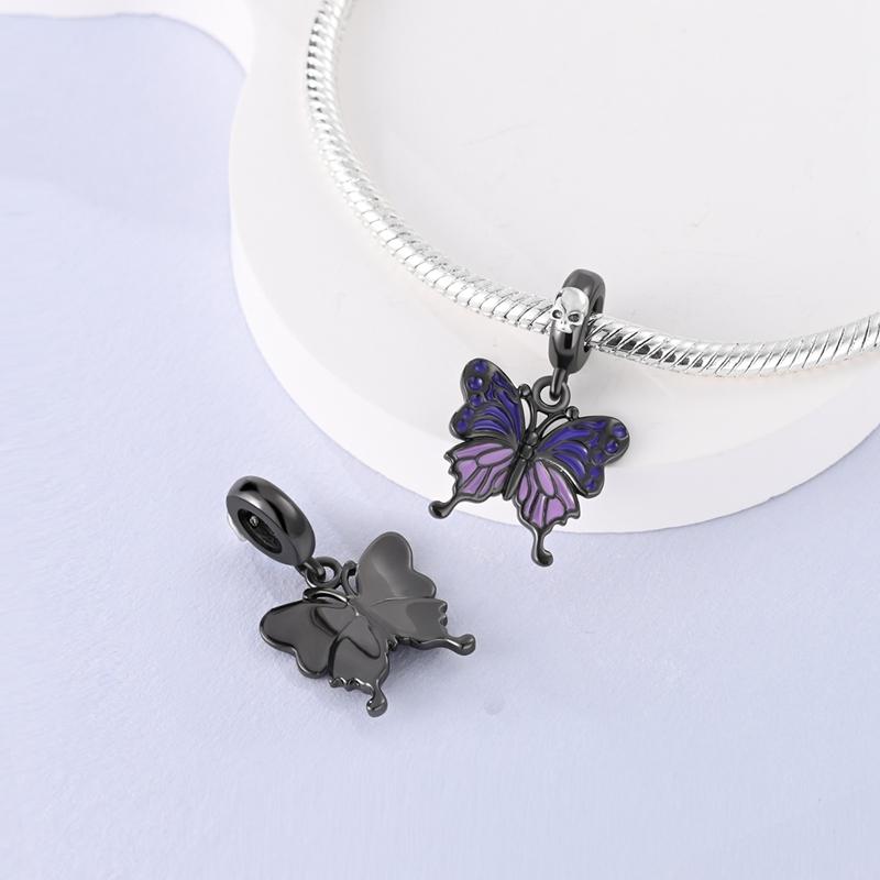 Charms Copper Plated Butterfly Flower Beads Fit Original Bracelet Diy For Woman Fashion Pendants Jewelry