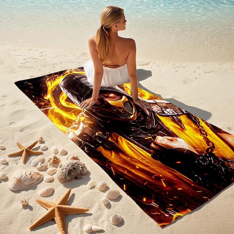 1pc Mortal Kombat4 Beach Towel, Comfortable and Thick, and Swimming/Bath/Picnic/Camping Towel, Suitable for Seaside Beaches