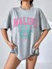 Malibu Beach Letter Print Dámské tričko Street Casual T-shirt Letter Brand Tee Clothing Hip Hop Prodyšná trička Dámské