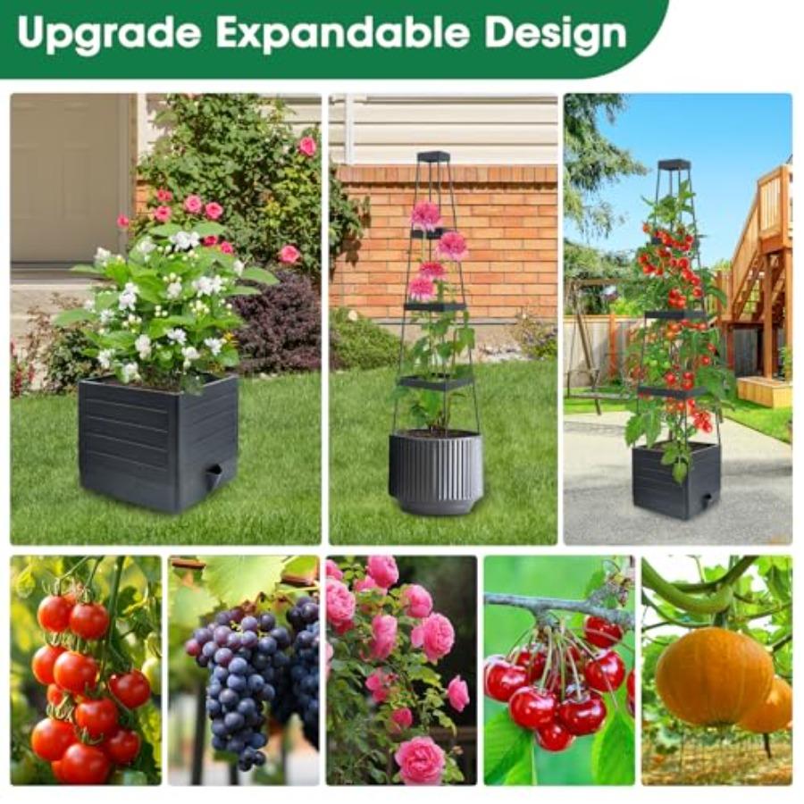 4Pack Raised Garden Bed Planter Boxes with Trellis 57 Self-Watering Tomato Planter Boxes with Trellis for Climbing Vegetable an