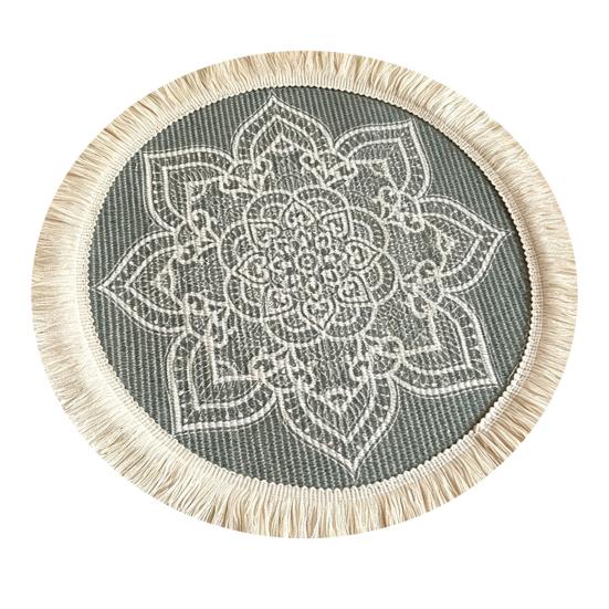 Yousheng Vintage Round Coasters, Pastoral Cotton Linen Placemats, Soft Jute Tassels Drink Mats, Handwoven Table Pads Mats Accessories