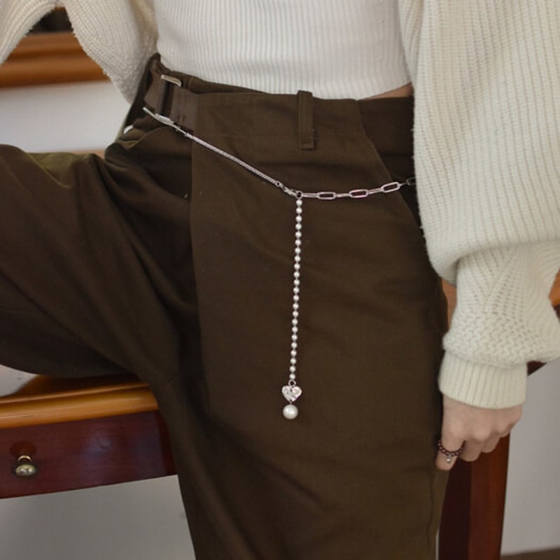 

пояс-цепочка с жемчужными деталями free