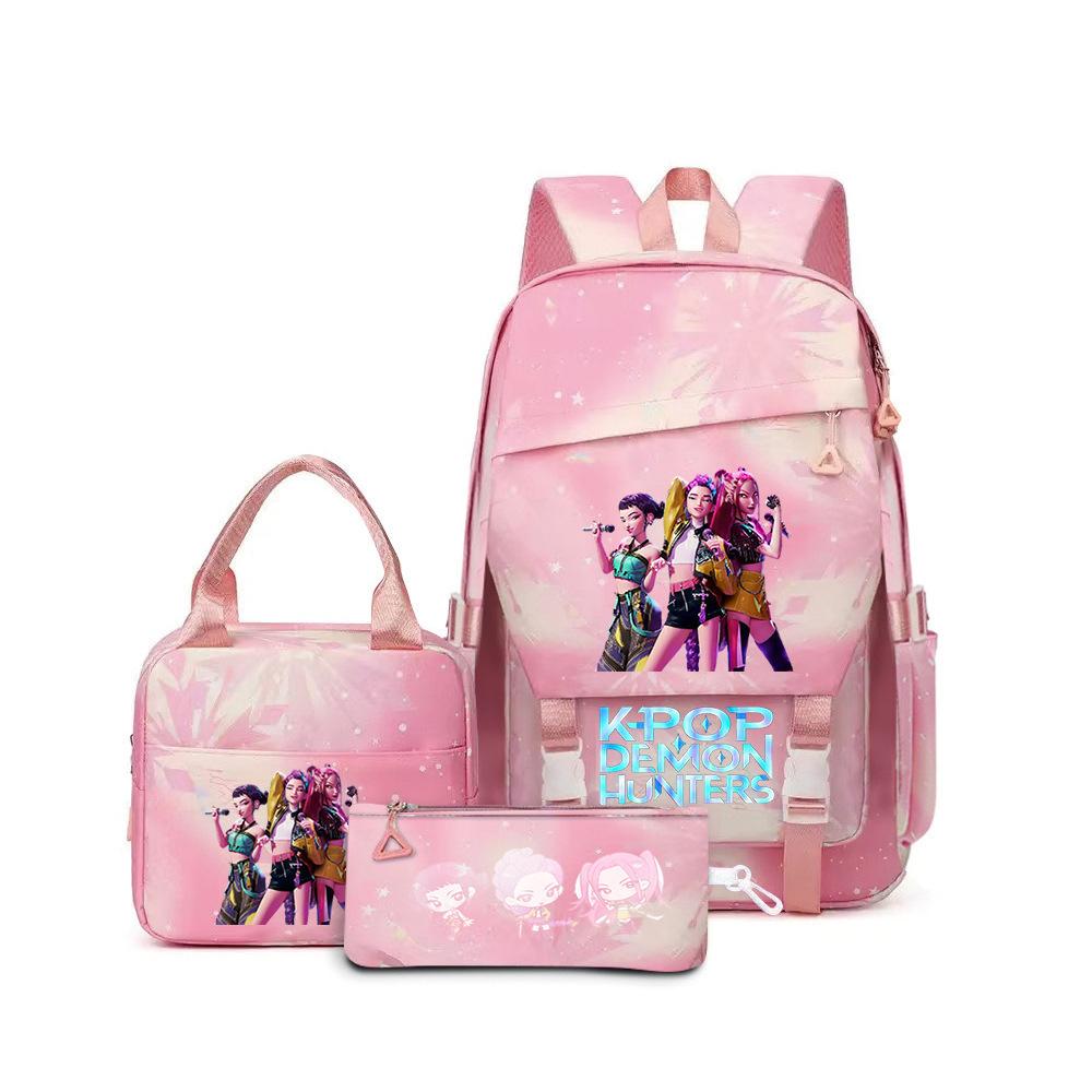 3 Piece School Backpack Set for Students Large Capacity Oxford Cloth Schoolbag with Shoulder Strap and Pencil Case