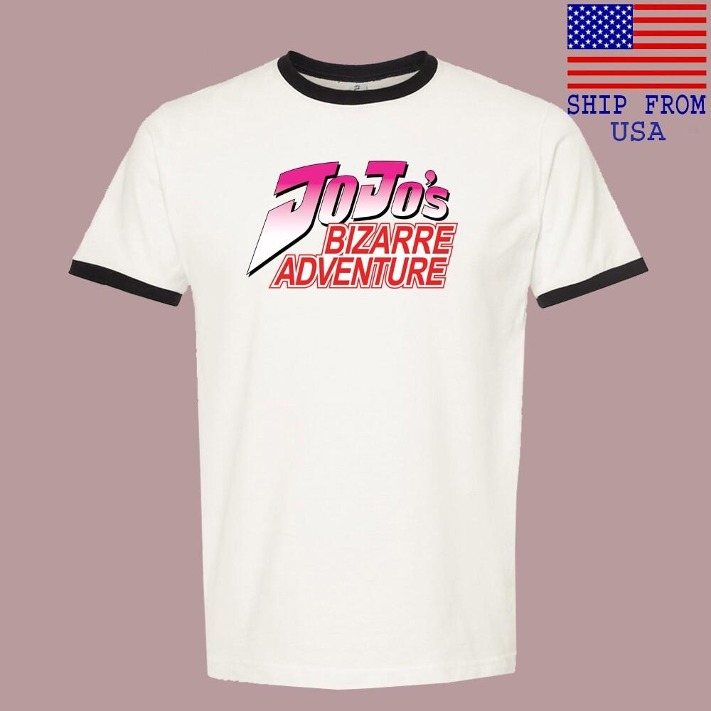 

Jojo#039;s Bizarre Adventure Cartoon Men#039;s Ringer Black Size S3XL Unisex T-Shirt L