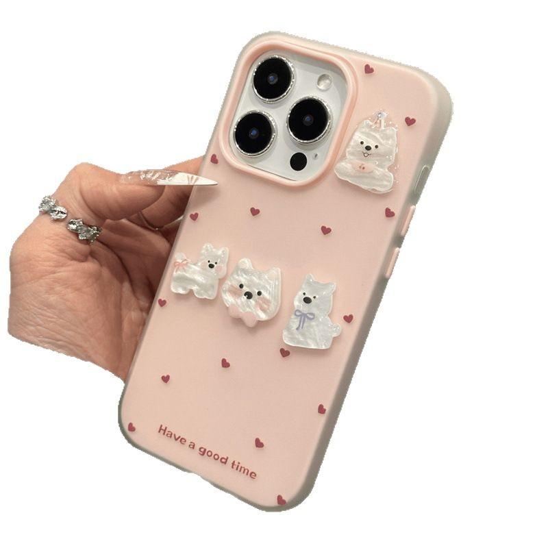 Spring and summer full screen love puppy stickers are suitable for Apple 11Promax mobile phone case IP11 large hole two-in-one jelly.
