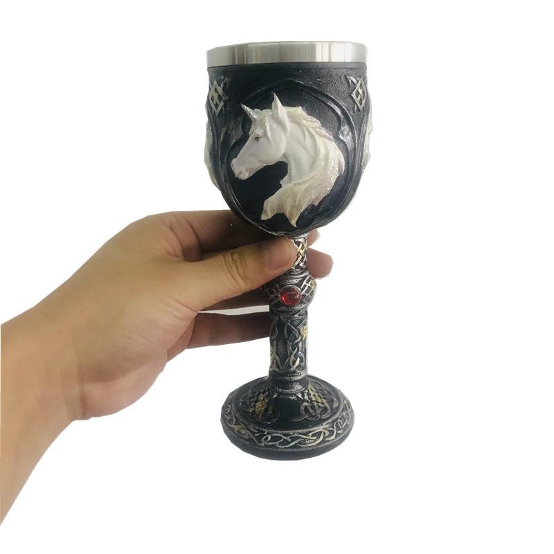 Classic 150ml 18/8 Stainless Steel Coffee&Tea Cup 3D Modeling Goblet Beer Mug 450ml Resin Carving Wolf Totem Red Wine Cups