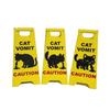 Funny Mini Cat Poop Signs ABS Bright Yellow Caution Overstimulated Desk Sign Cat Vomit Signs Ornaments Humorous Cat Decor