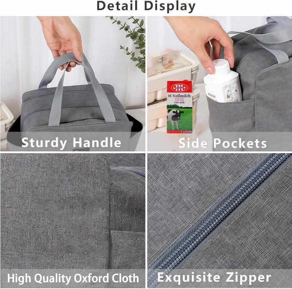 Large-capacity Insulated Lunch Bag, Unisex, Keeps Food Hot or Cold, Perfect for Work, School, or Picnics.xtz