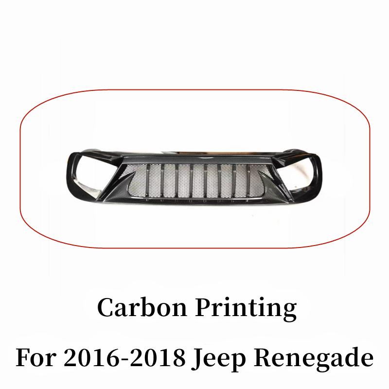 For 2016 17 18 19 20 21 22 23 Jeep Renegade Racing Grills Matt Carbon Grille Air Intake Styling Exterior Tuning Accessories Part