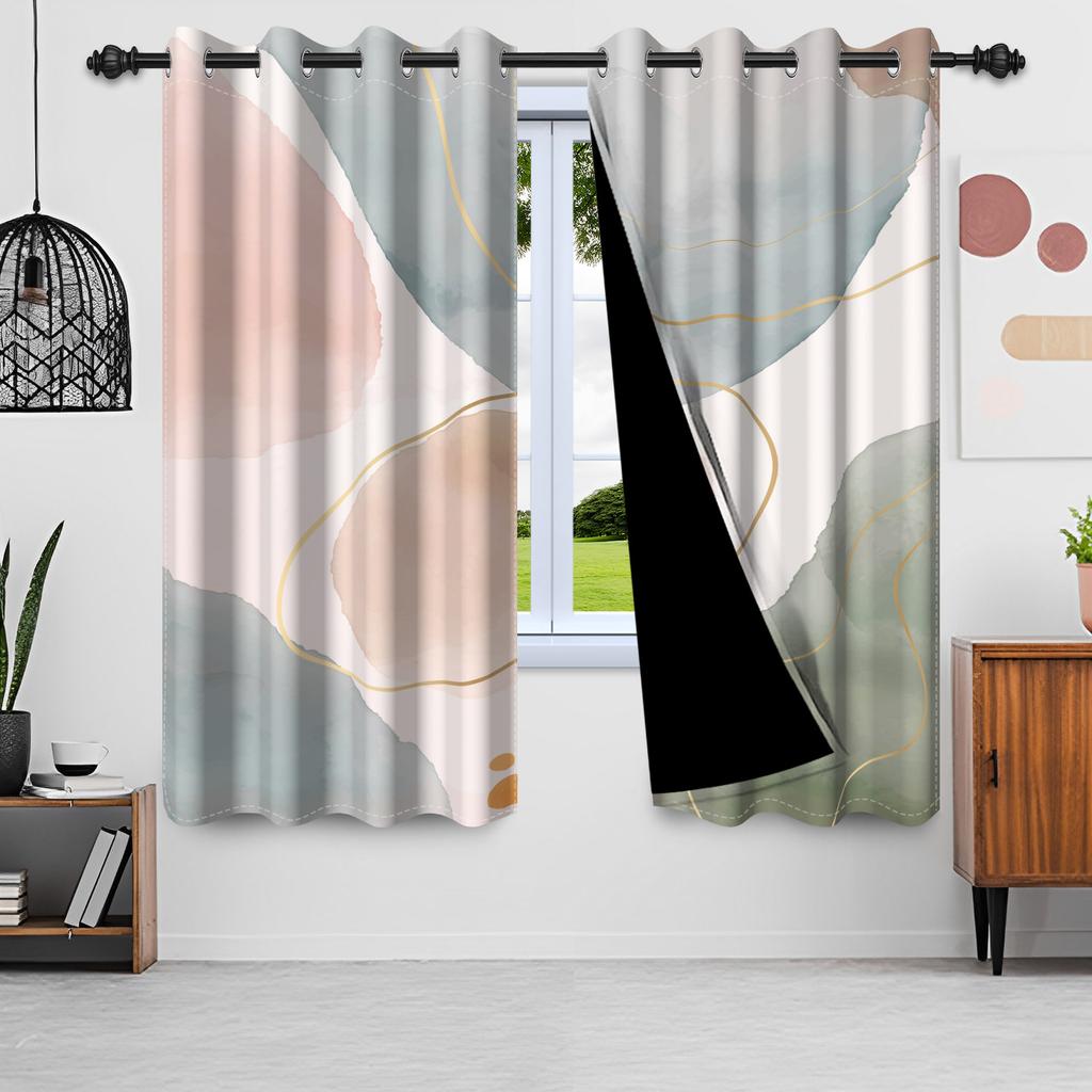 Set aus 2 nordischen Stil-Schattierungs-Fenstervorhängen Grüne Baumblätter Heiminterieur Tropischer Dschungel Schlafzimmer Vorhang Mit Verdunkelung Polyester Perfekt Für