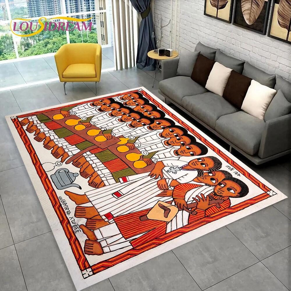 

3D Africa Ethiopian Painting Art Custom Cartoon Area Rug Large,Carpet for Home Living Room Sofa Doormat Decor,Non-slip Floor Mat 40x60cm
