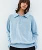 Triple Sense Hidden Snap Collar Knit_Blue