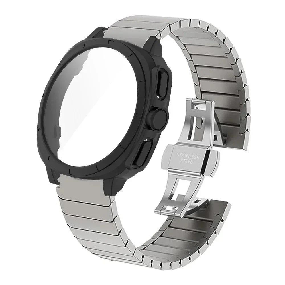 No Gaps Stainless Steel Band+Case for Samsung Galaxy Watch 7 44mm 40mm Upgrade To Galaxy Ultra Tempered Glass Screen Protector