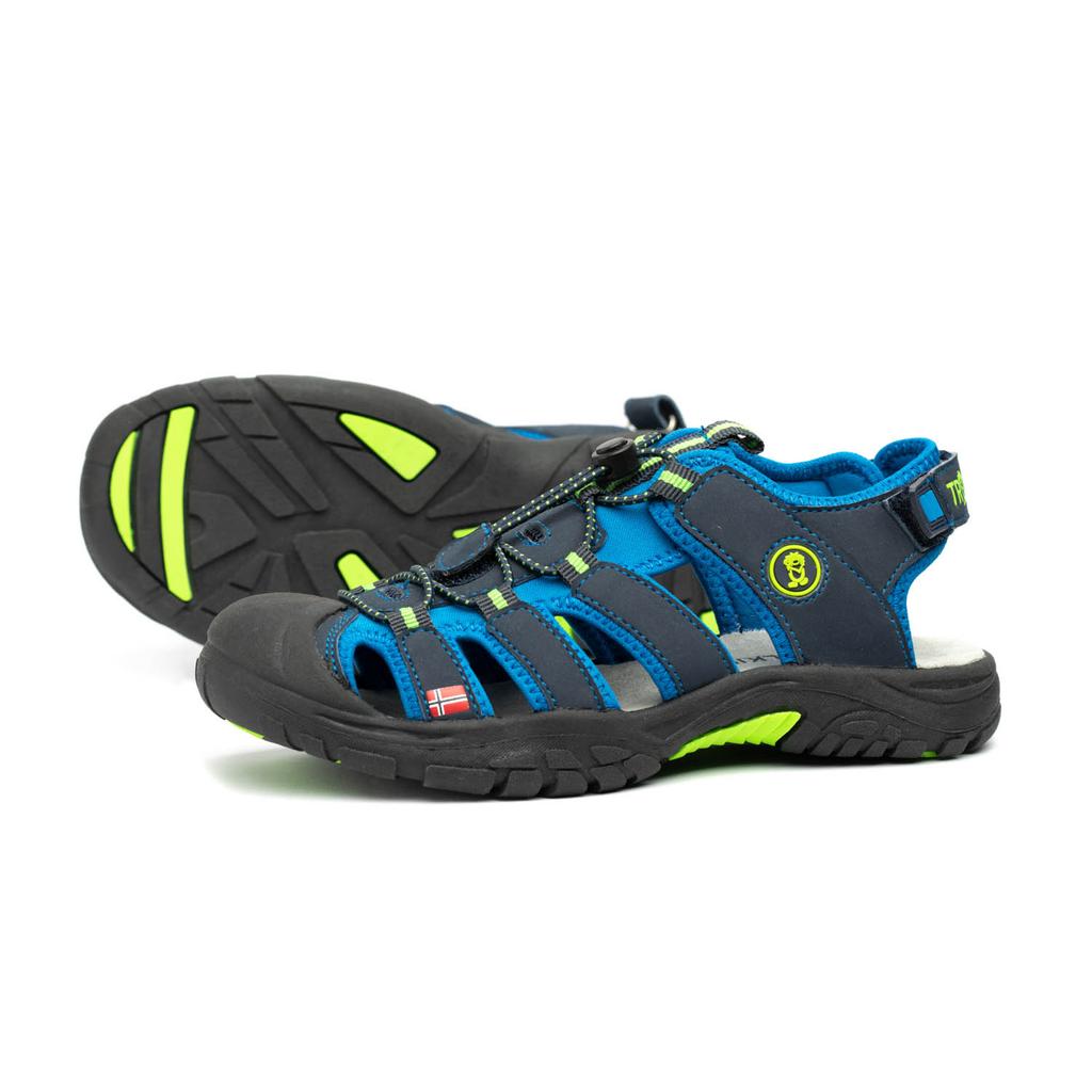 Sandały sportowe dziecięce dla chłopca/dziewczynki Trollkids Kids Kvalvika Sandal navy/viper green (194-100) 31.0