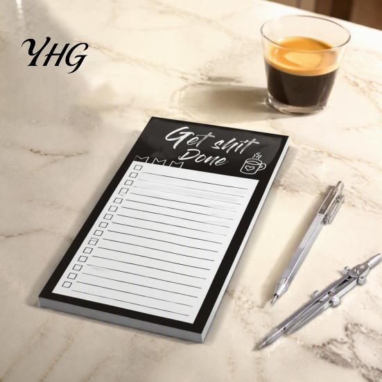 Family Message Notes Magnetic List Notepad, Thick Paper Tear-off Checklist Planner, Black Bordered Retro Small Pad Design Task Organizer for