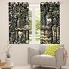 Gothic Skull Botanical Curtains Dark Academia Macabre Print Vintage Floral Drapes Blackout Window Cover for Bedroom Living Room