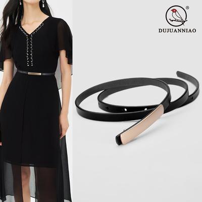 Four Seasons Available New Leather With Coat And Dress Thin Belt Black Versatile Fashion Decoration Suit Small Belt Women'S Belt