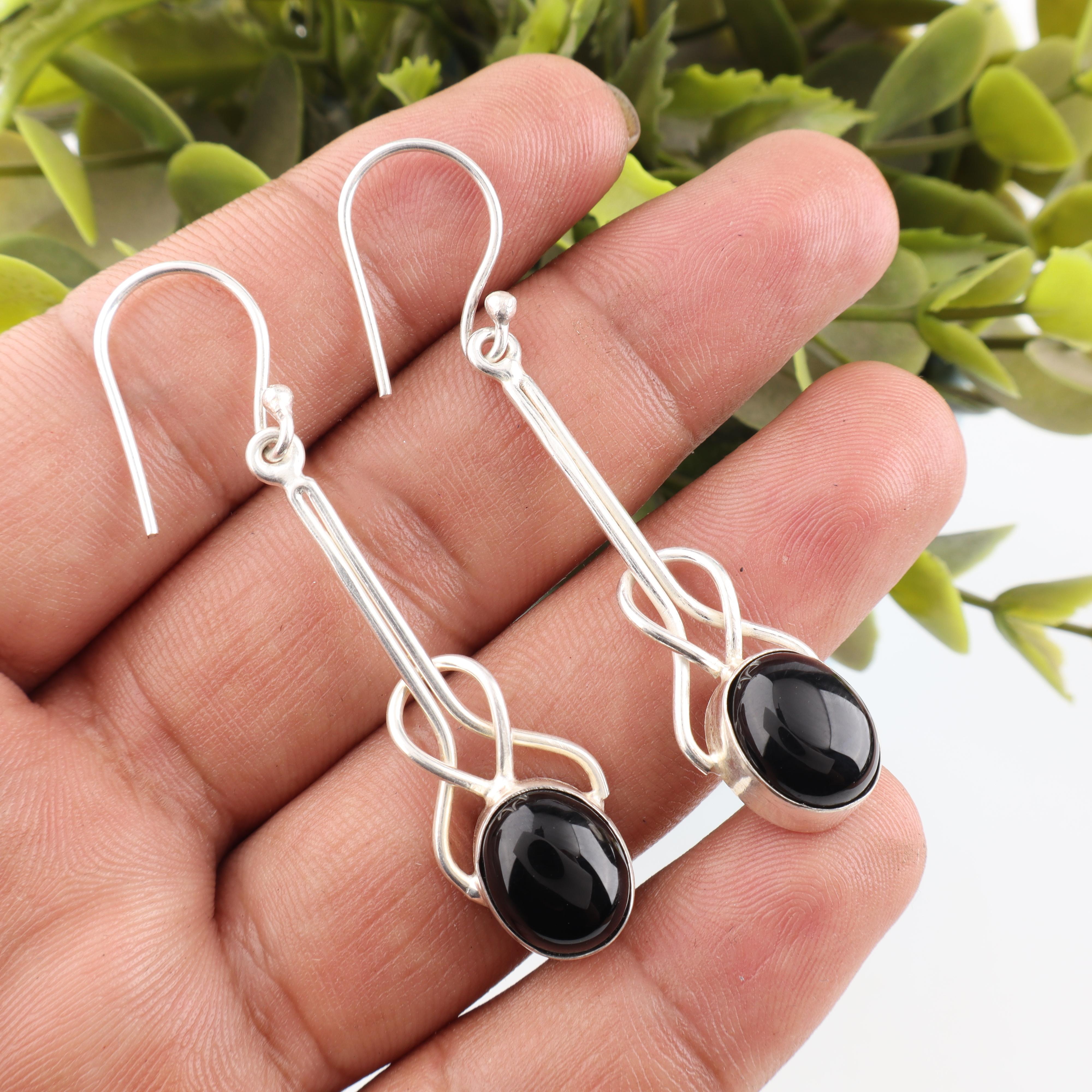 

Серьги с черным турмалином, ювелирные изделия с драгоценными камнями, серьги из стерлингового серебра 925 пробы, удивительные ювелирные серьги ручной работы 1.76 Inches чёрный