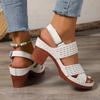 Fashion Fashion White Thick High Heels Sandals Women Hollow Out Cross Band Platform Sandals Woman Summer 2025 Casual Outdoor Beach Shoes