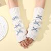 Botvotee Y2K Bow Fingerless Gloves Women - Long Knit Arm Warmers Slouchy Sleeves Edgy Cute Winter Warm Hands Free Gloves